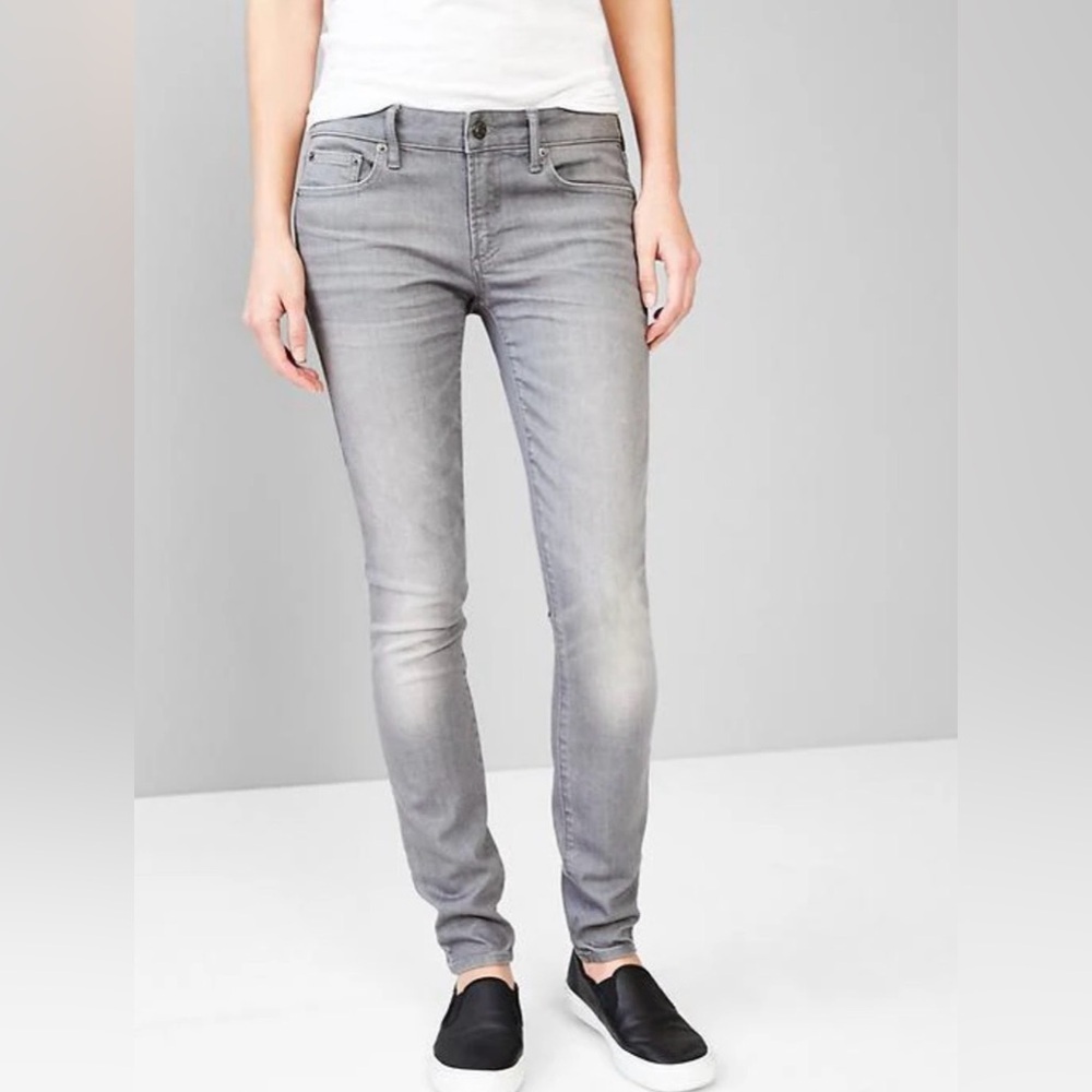 GAP 1969 Gray True Skinny Jeans Size 24 Stretch Denim Mid Rise Like New